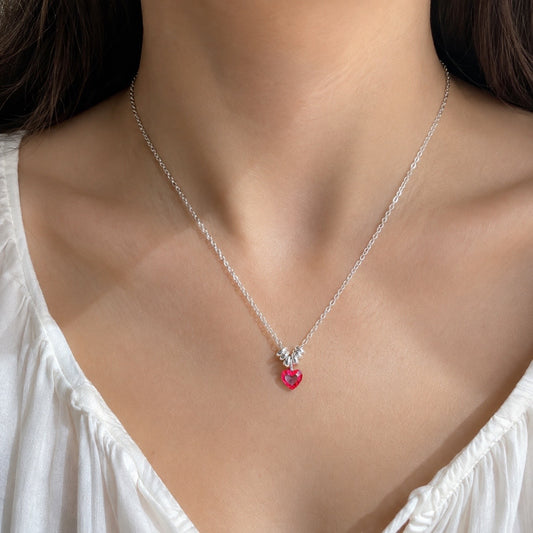 Gargantilla Corazón de Circonia Roja
