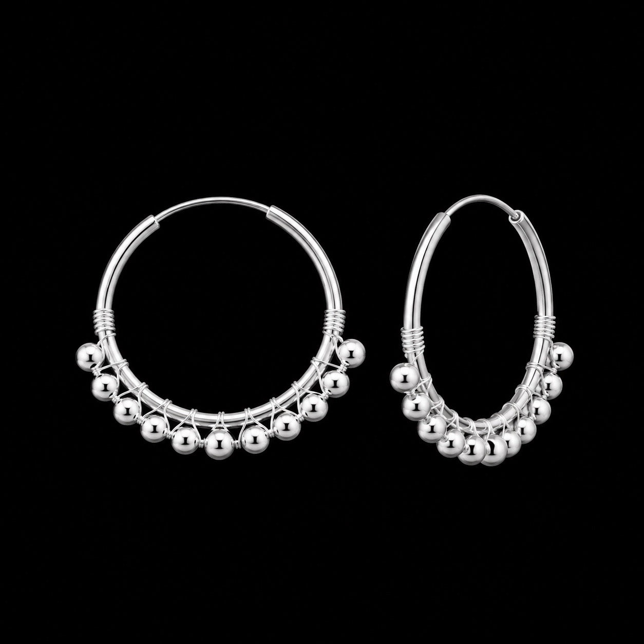 Arracadas con Perlas de Plata Grande
