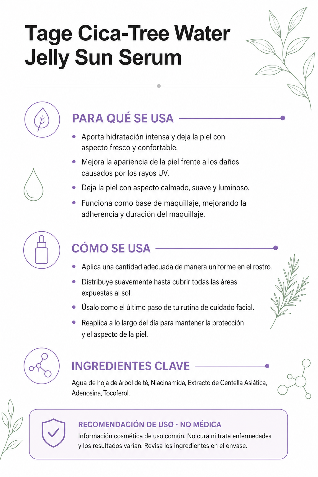 Tage Cica-Tree Water Jelly Sun Serum SPF50+ PA++++