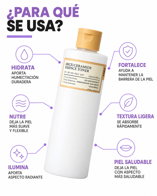 Infografía de beneficios de FULLY Rice Ceramide Essence Toner
