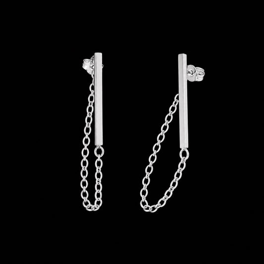 Aretes Largos Barra con Cadena
