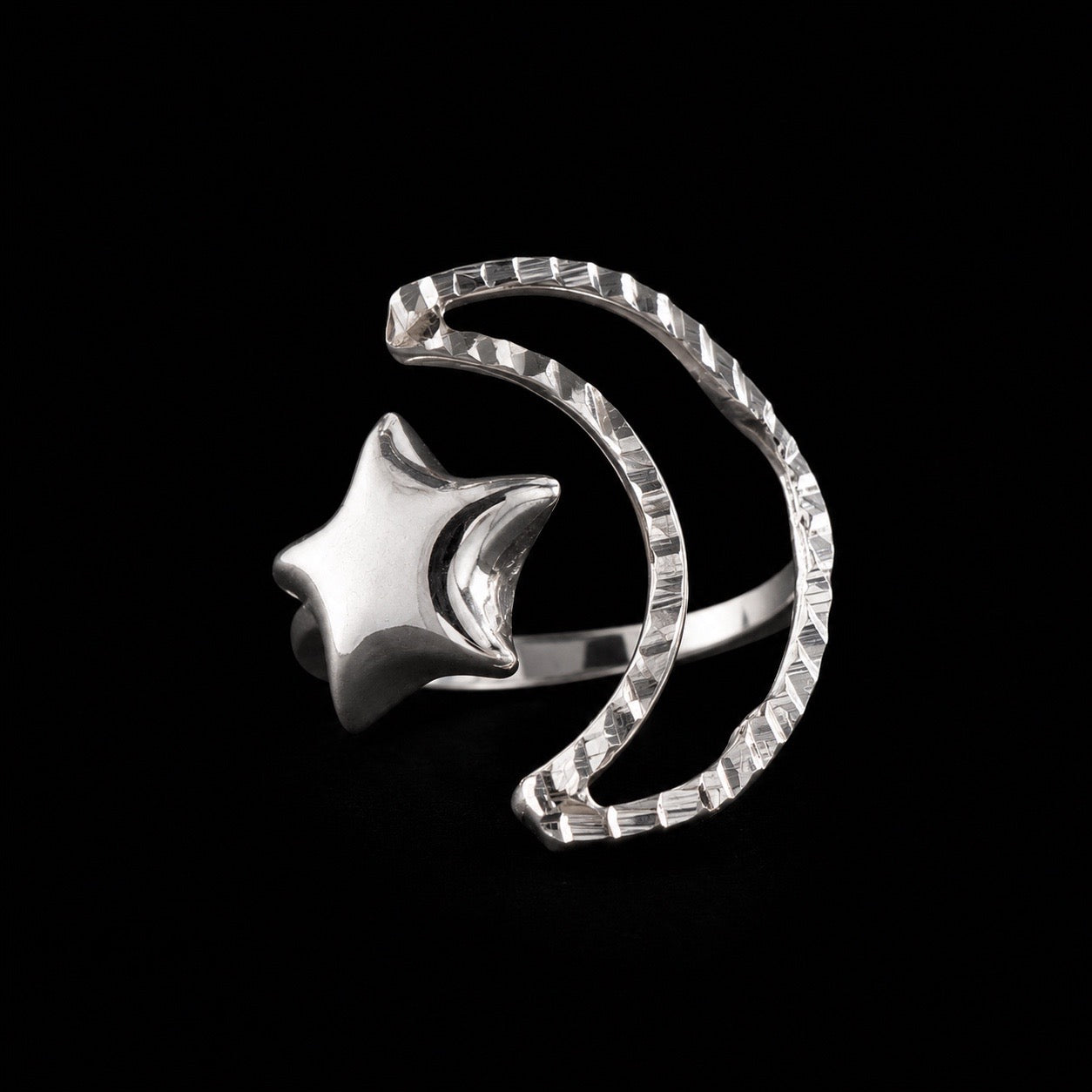 Anillo Silueta Luna y Estrella