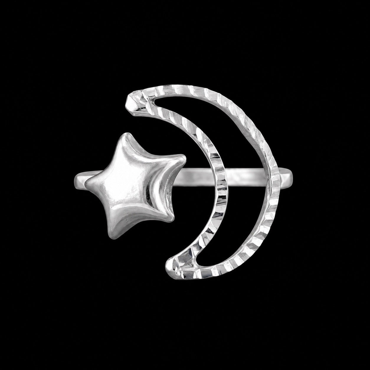 Anillo Silueta Luna y Estrella