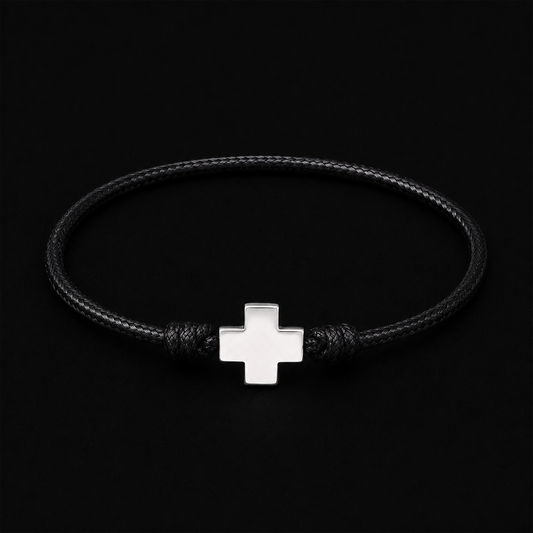 Pulsera Cruz Suiza en Piel Grande