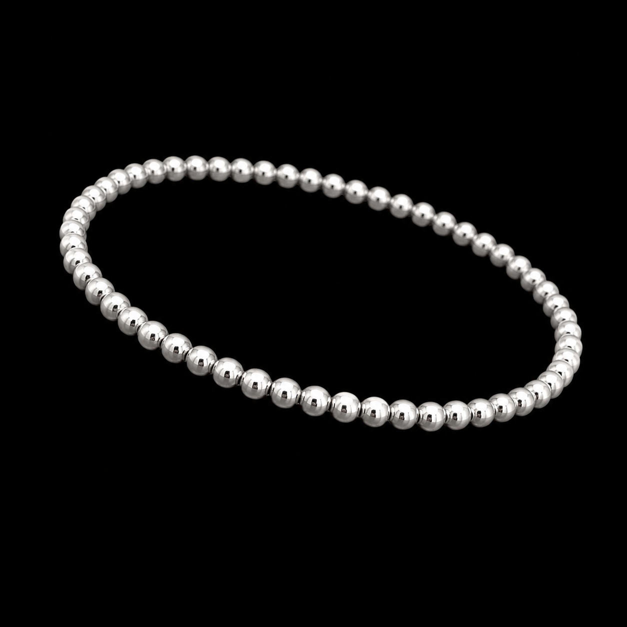 Pulsera Elástica de Perlas de Plata