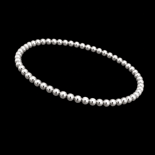 Pulsera Elástica de Perlas de Plata