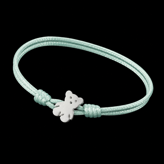 Pulsera de Piel con Osito de Plata