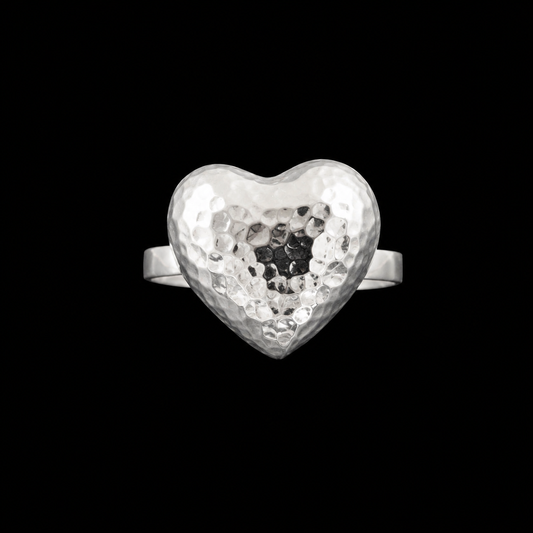 Anillo Corazón Abultado Martillado