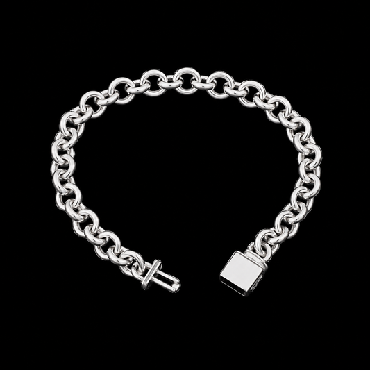 Pulsera Eslabón Redondo con Broche de Caja