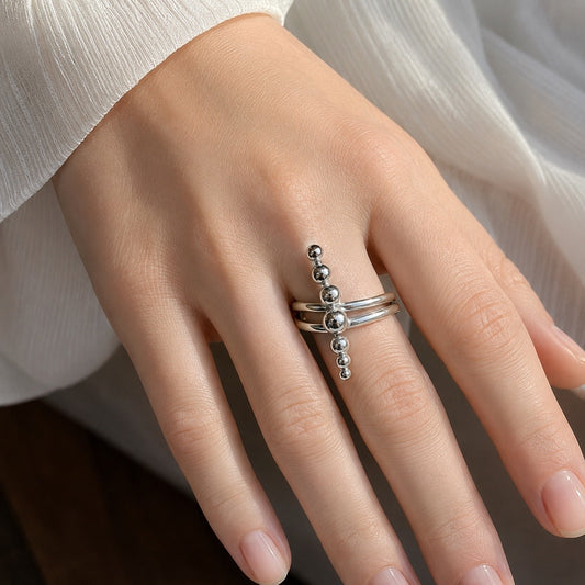 Anillo Siete Perlas de Plata