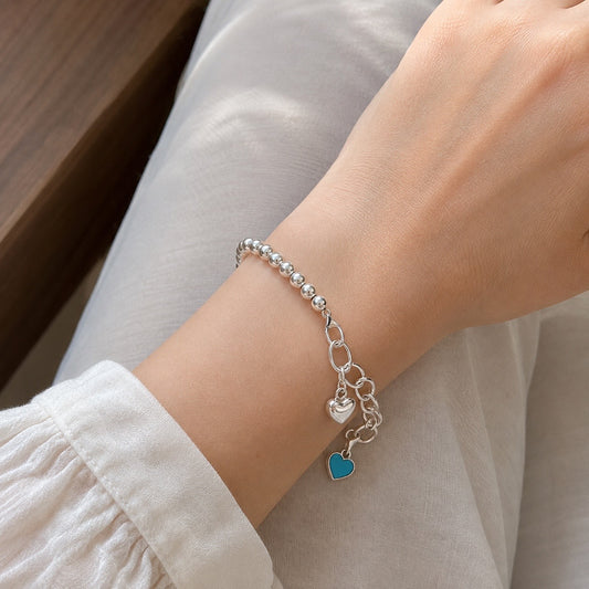 Pulsera Corazones con Perlas de Plata
