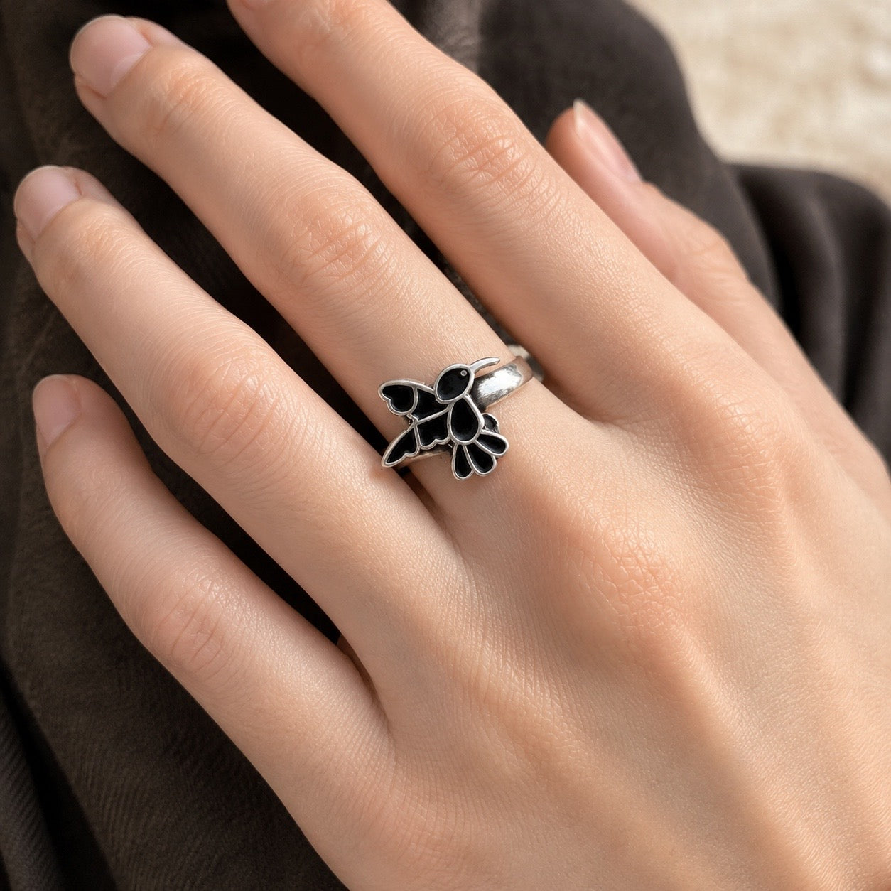 Anillo Colibrí Oxidado