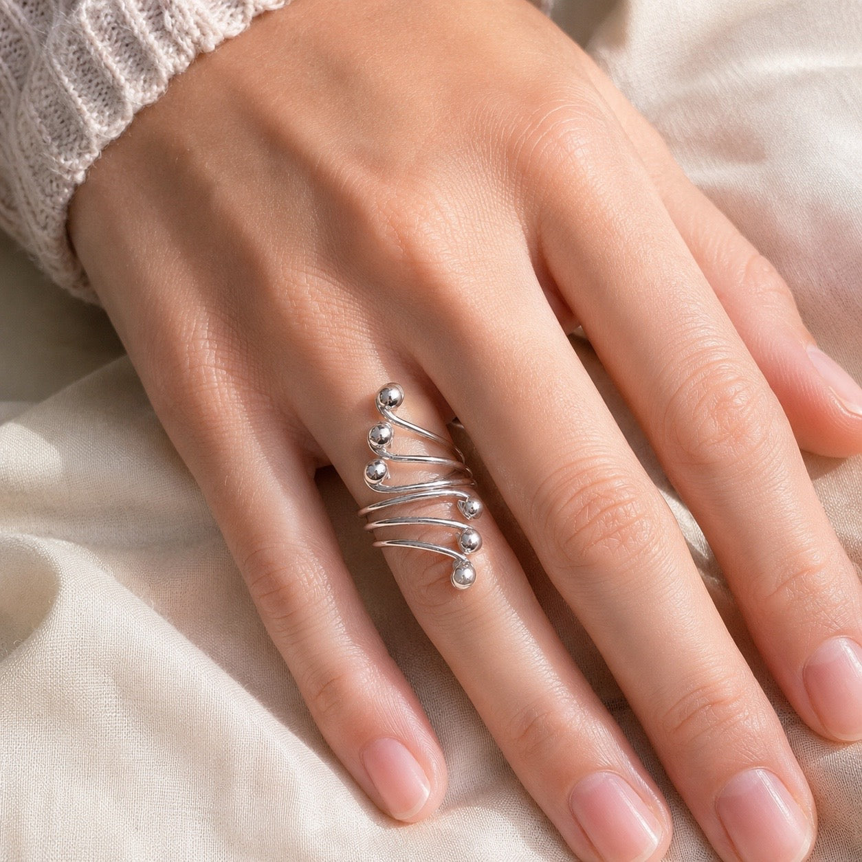 Anillo Seis Perlas de Plata