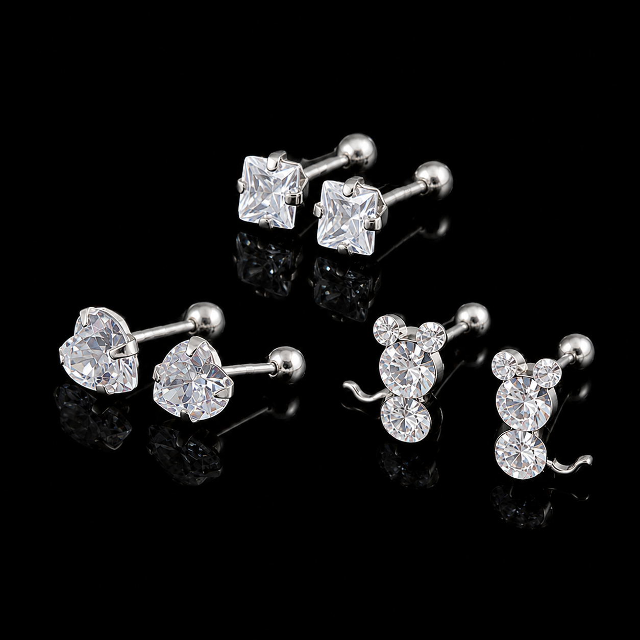 Aretes Dormilona Mediana con Circonia