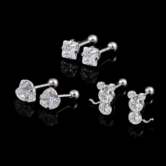 Aretes Dormilona Mediana con Circonia