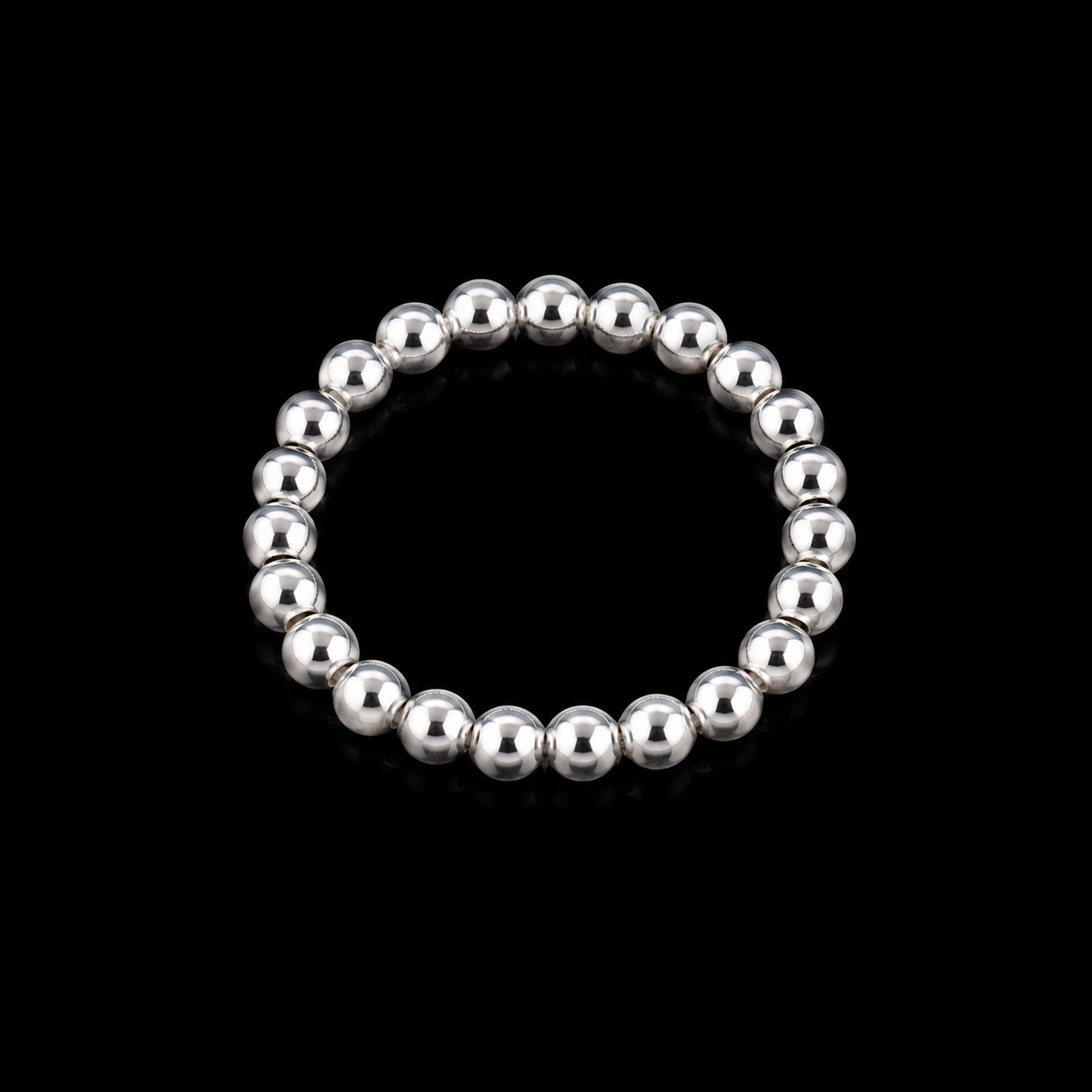 Anillo Elástico de Perlas de Plata