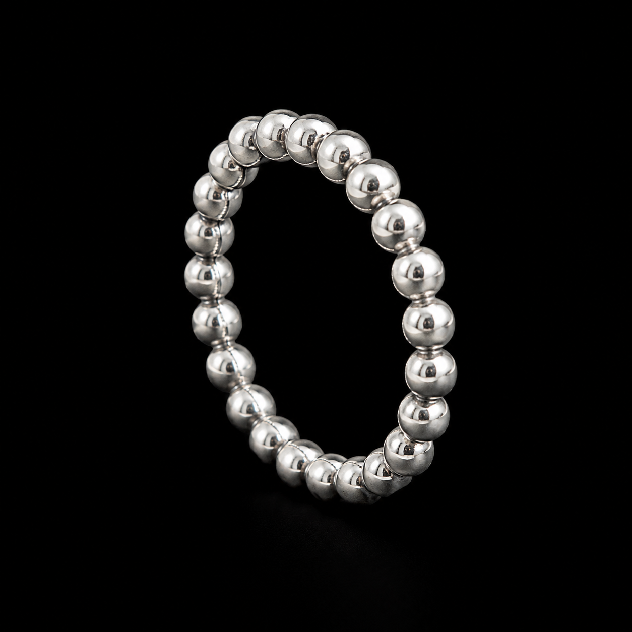 Anillo Elástico de Perlas de Plata