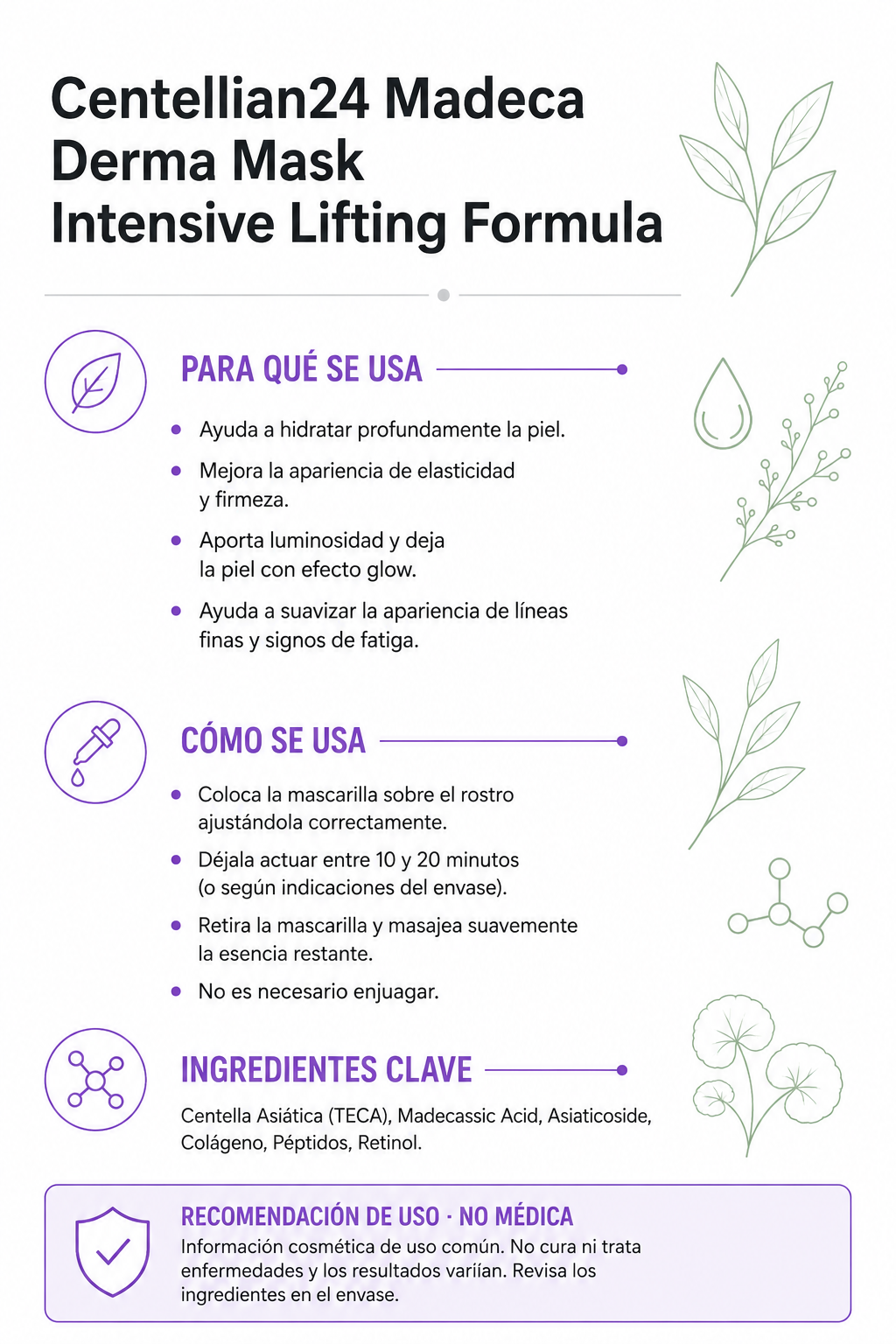 Centellian24 Madeca Derma Mask Intensive Lifting Formula