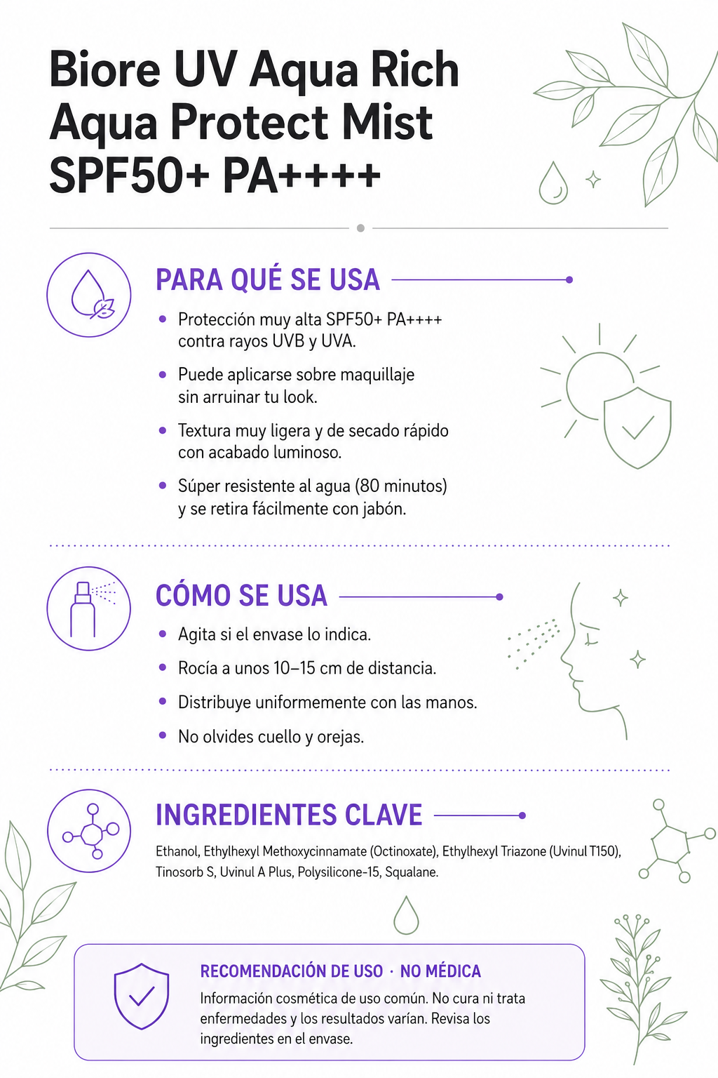 Biore UV Aqua Rich Aqua Protect Mist SPF50+ PA++++