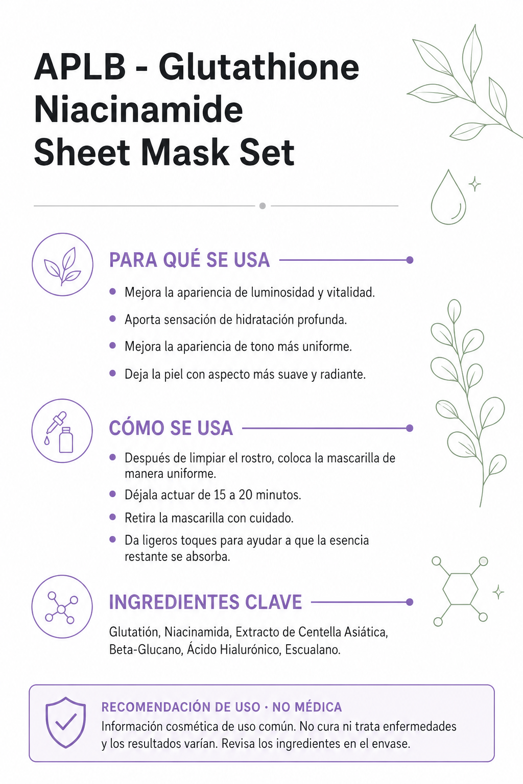 APLB Glutathione Niacinamide Sheet Mask