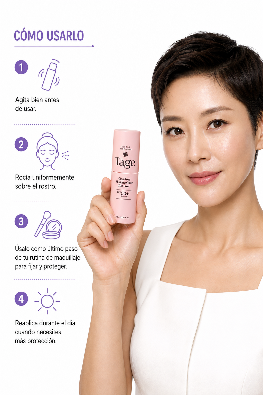 Tage Cica-tree Shaking Glow Sun Fixer Spf 50 50ml Makeup Fix