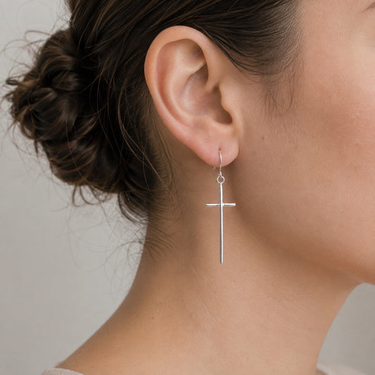 Aretes Colgantes Cruz Lisa