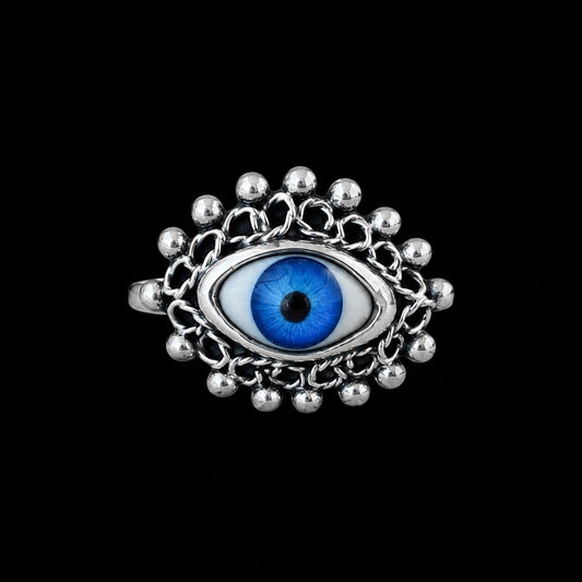 Anillo Ojo Turco con Marco de Perlas