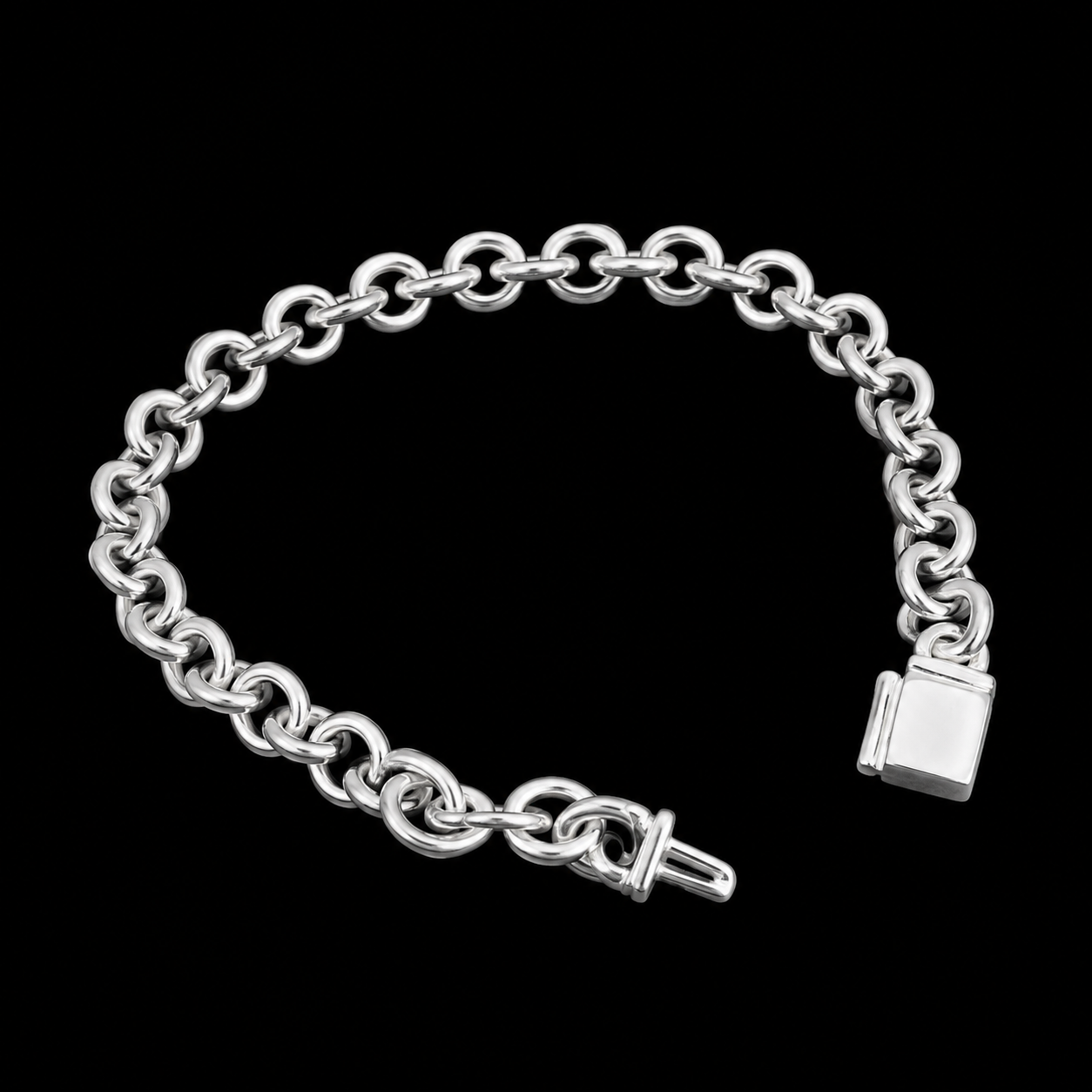 Pulsera Eslabón Redondo con Broche de Caja