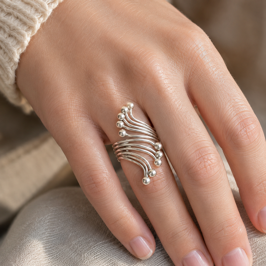 Anillo Diez Perlas de Plata