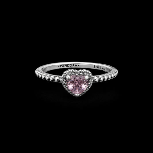 Anillo Corazón Rosa con Circonias
