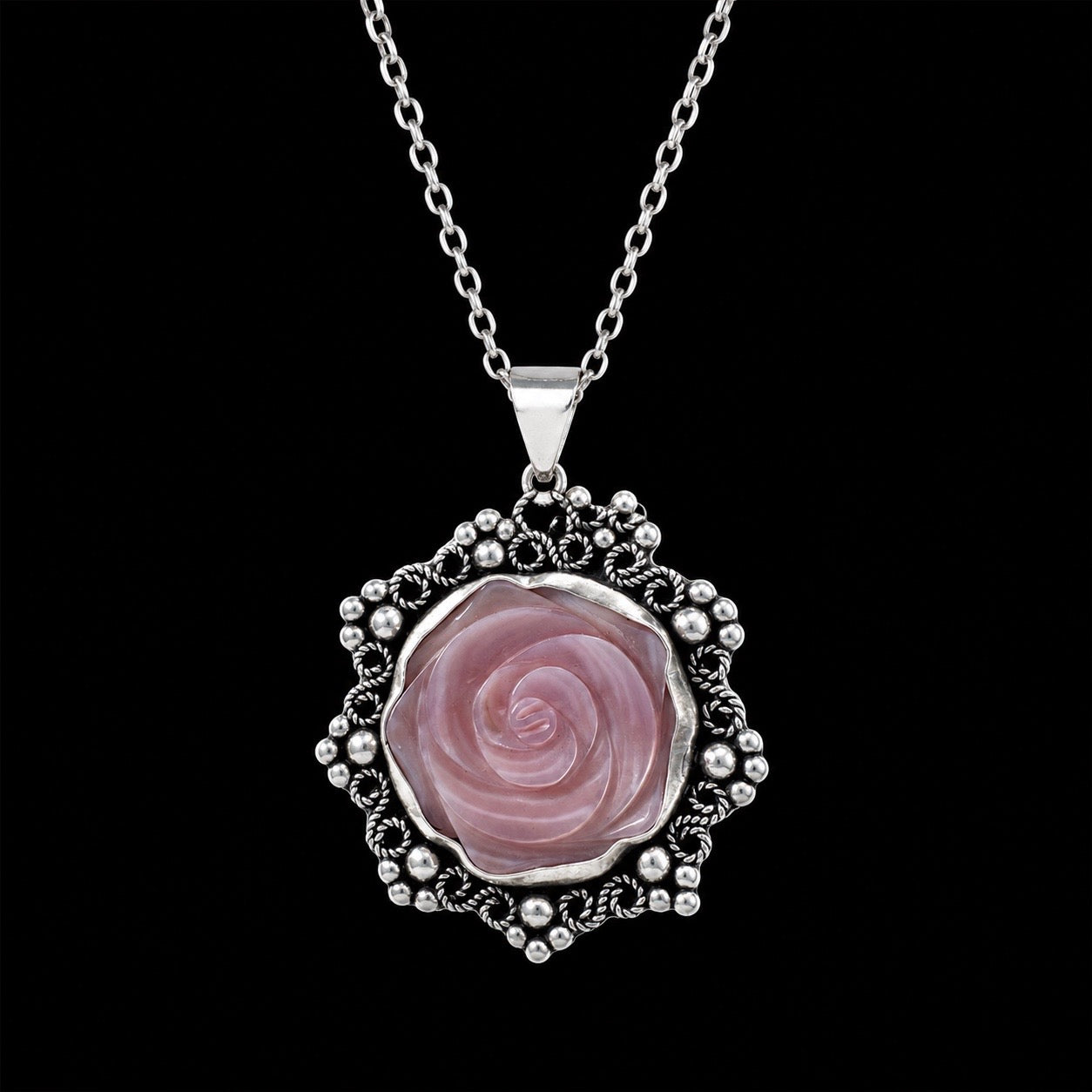 Dije Flor de Madre Perla Rosa