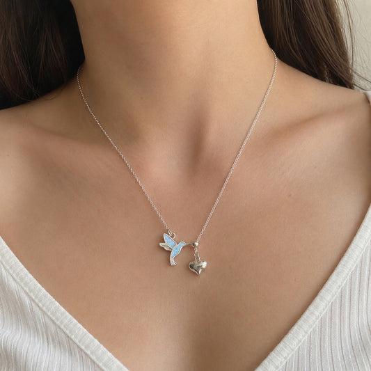 Gargantilla Corazón con Colibrí Ajustable