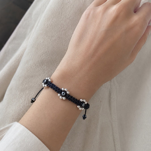 Pulsera Ojo Turco con Flor de Perlas Grande