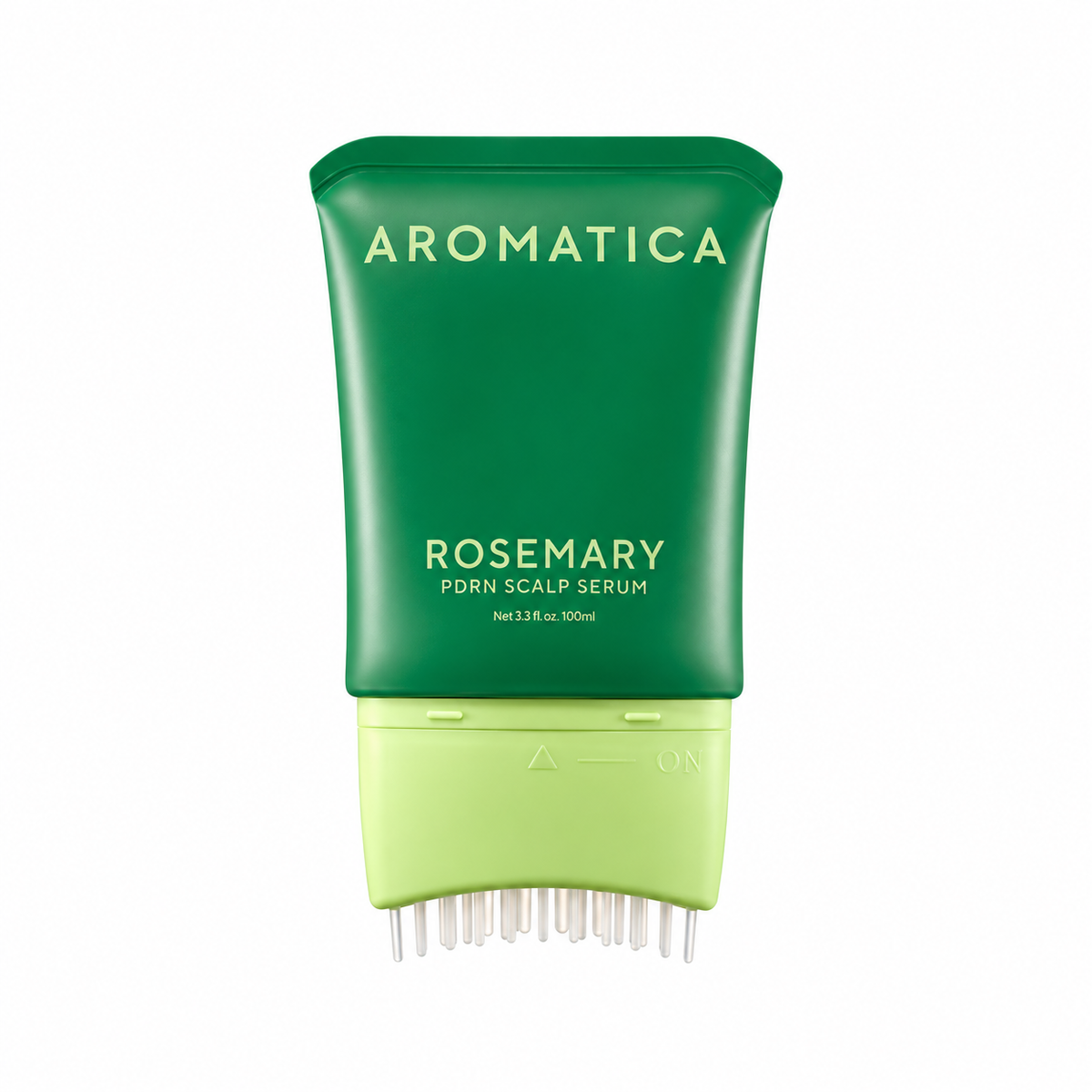 AROMATICA Rosemary PDRN Scalp Serum, tubo cerrado sobre fondo blanco