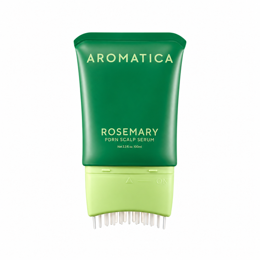 AROMATICA Rosemary PDRN Scalp Serum, tubo cerrado sobre fondo blanco