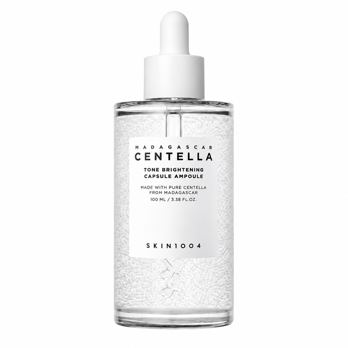 SKIN1004 Madagascar Centella Tone Brightening Capsule Ampoule de 100 ml, frasco cerrado sobre fondo blanco